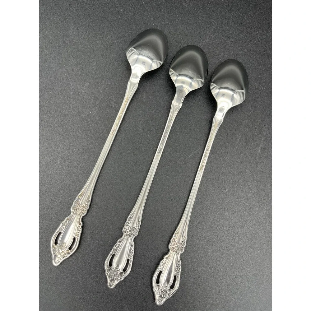 Brahms Stainless Iced Tea Spoons 3 Piece Set Oneida Silver Distinction Plus